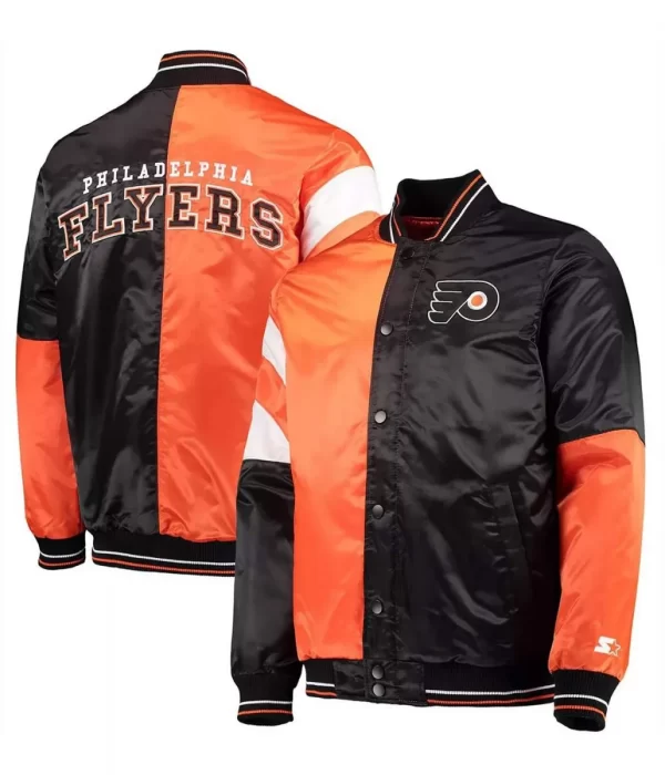 Black/Orange Philadelphia Flyers Leader Full-Snap Varsity Satin Jacket