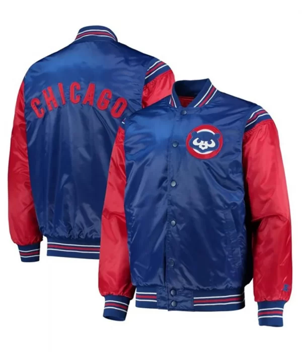 Chicago Cubs Starter Red and Royal Blue Satin Jacket