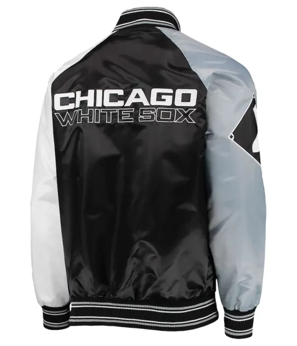 Chicago White Sox Reliever Raglan Black and Silver Jacket back