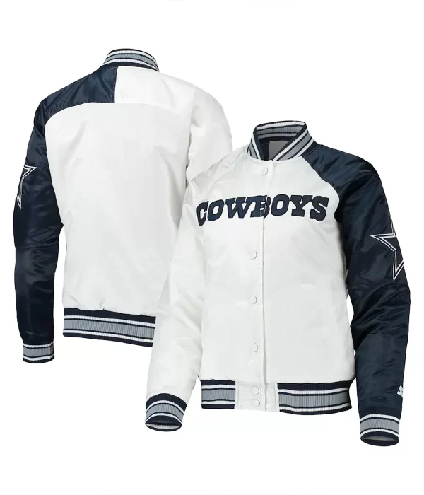 Starter Dallas Cowboys Endzone Satin White and Blue Jacket