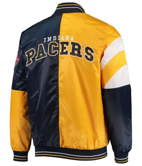 Indiana Pacers 75th Anniversary Leader Color Block Satin Jacket back