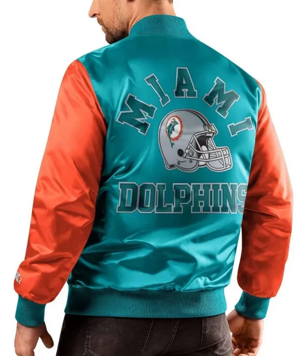 Miami Dolphins Locker Room Throwback Satin Jacket back