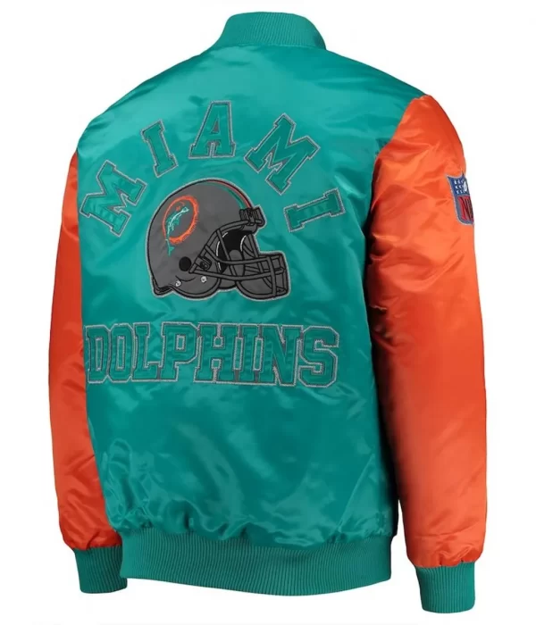 Miami Dolphins Locker Room Throwback Aqua/Orange Varsity Jacket