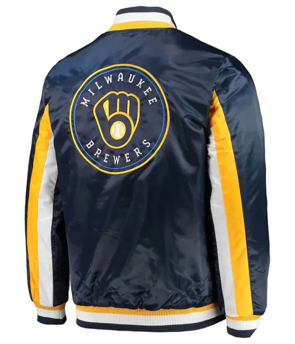 Milwaukee Brewers The Ace Full-Snap Satin Navy Blue Jacket