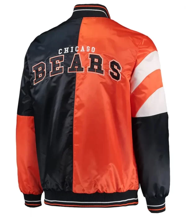 Chicago Bears Leader Orange/Navy Full-Snap Satin Jacket back