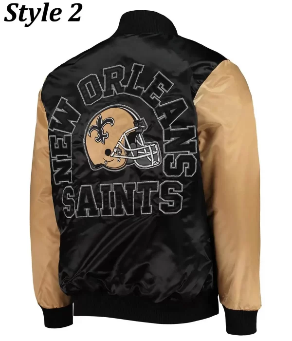 New Orleans Saints Throwback Black and Brown Varsity Jacket back
