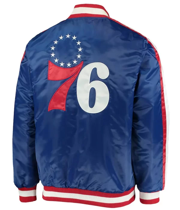 The Offensive Philadelphia Varsity Royal Blue Satin Jacket back