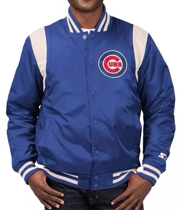 Chicago Cubs Full-Snap Royal /Cream Satin Jacket