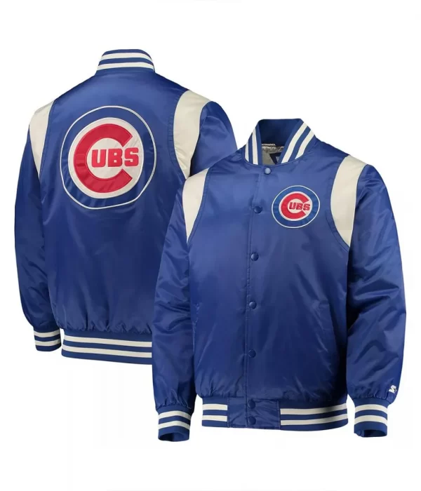 Chicago Cubs Full-Snap Royal blue /Cream Satin Jacket