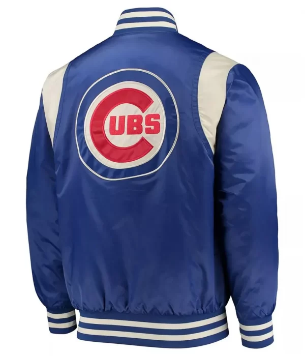 Chicago Cubs Royal /Cream Satin Jacket back