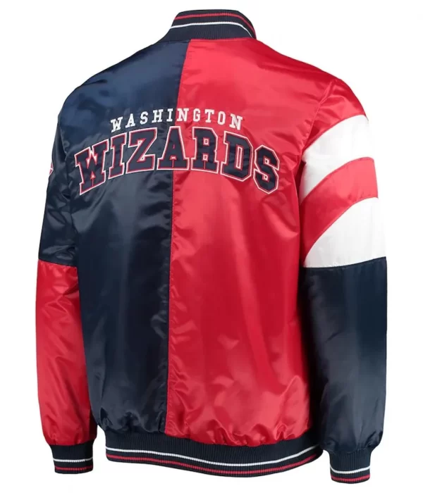 Washington Wizards Leader Navy Blue and Red Satin Jacket