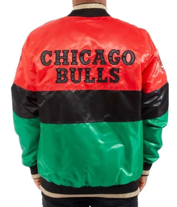 Chicago Bulls Color Block Satin Jacket back