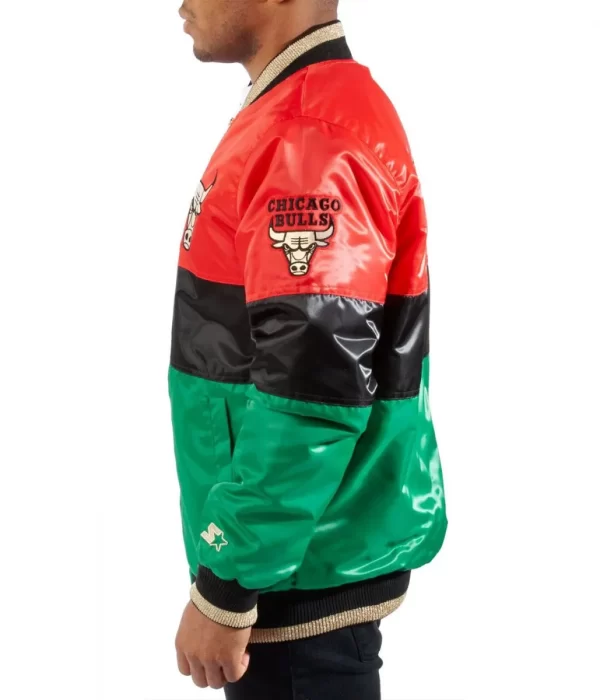 75th Anniversary Chicago Bulls Color Block Satin Jacket