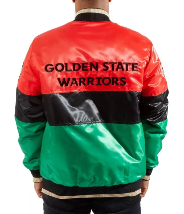 Golden State Warriors Satin Color Block Jacket back