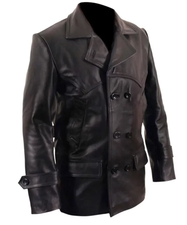 Christopher Eccleston Doctor Who Black Leather Peacoat