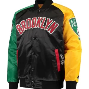 Ty Mopkins Brooklyn Nets Satin Black/Red Jacket