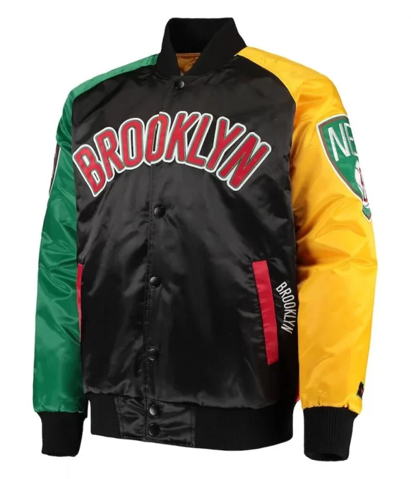 Ty Mopkins Brooklyn Nets Satin Black/Red Jacket