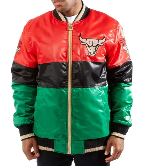 Chicago Bulls Color Block Satin Jacket