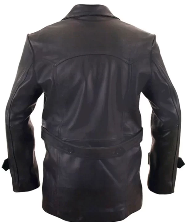 Christopher Eccleston Doctor Who Black Leather Peacoat back