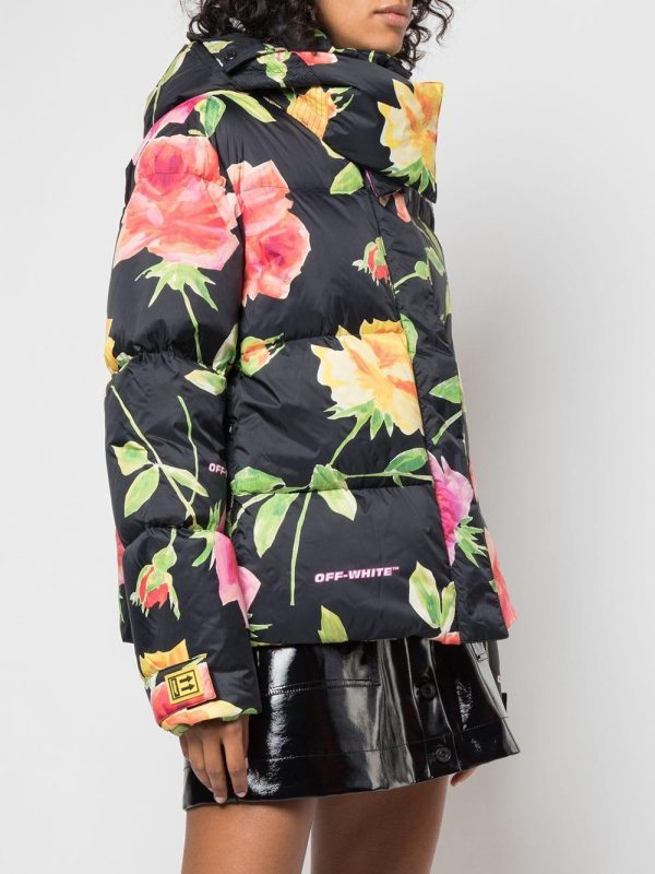 Floral Puffer Lily Collins Jacket