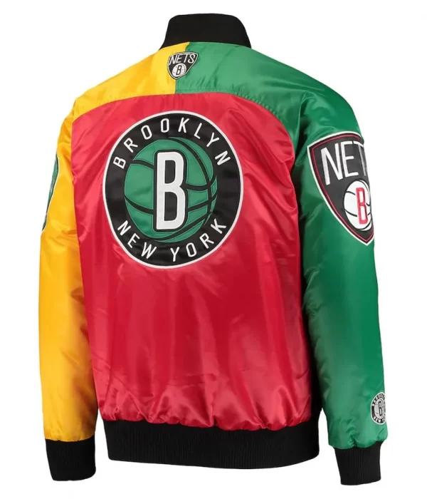 Ty Mopkins Brooklyn Nets Varsity Satin Red/Black Jacket