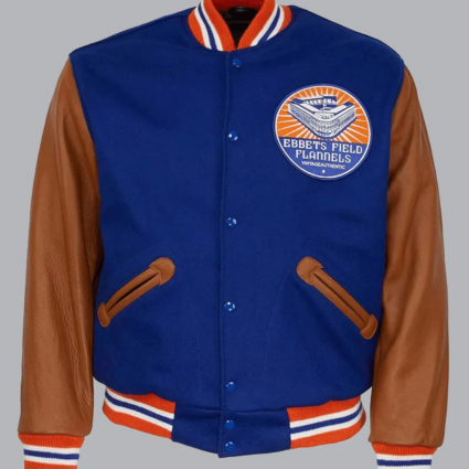 Ebbets Field Flannels Blue and Brown Varsity Jacket