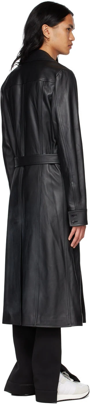 Leather Black Trench Coat side