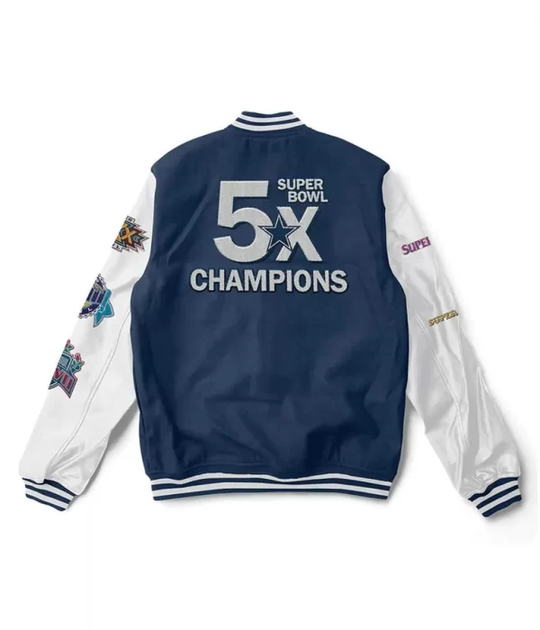 Champions Dallas Cowboys Navy blue and White Varsity Jacket