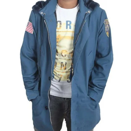 David Harbour Stranger Things Blue Hooded Jacket