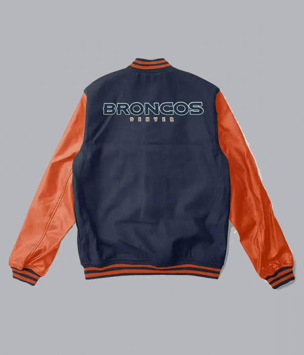 Denver Broncos Orange and Navy Blue Varsity Jacket