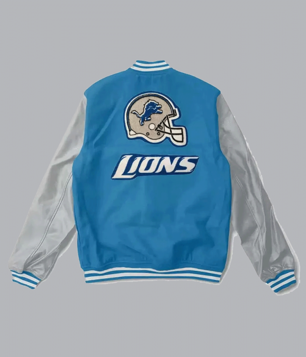 Detroit Lions Light Blue and Gray Two Tone Varsity Jacket