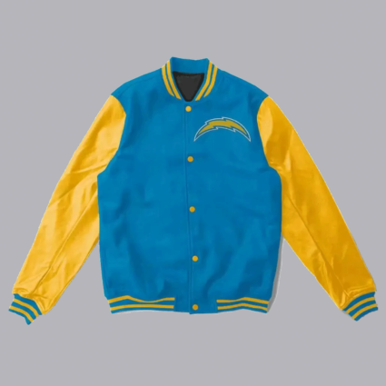Los Angeles Chargers Yellow and Light Blue Varsity Jacket