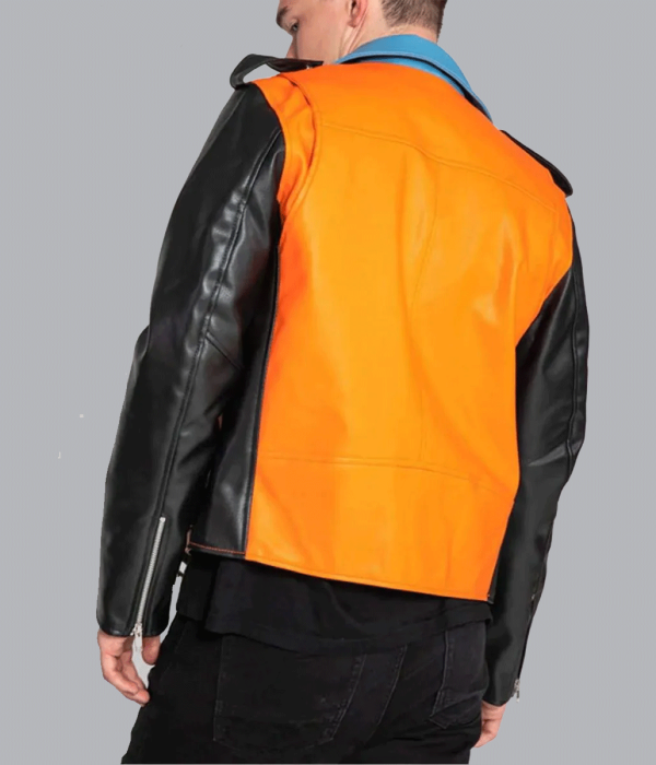 Men’s Asymmetrical Zipper Moto Style Faux Leather Jacket