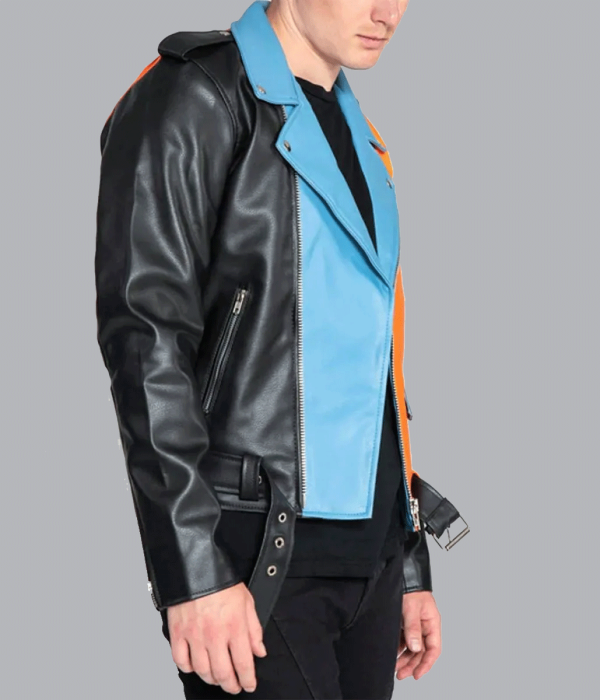 Men’s Asymmetrical Zipper Moto Style Leather Jacket