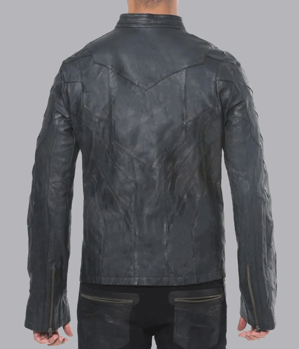 Men’s Front Pockets Designer Studded Lambskin Leather Jacket