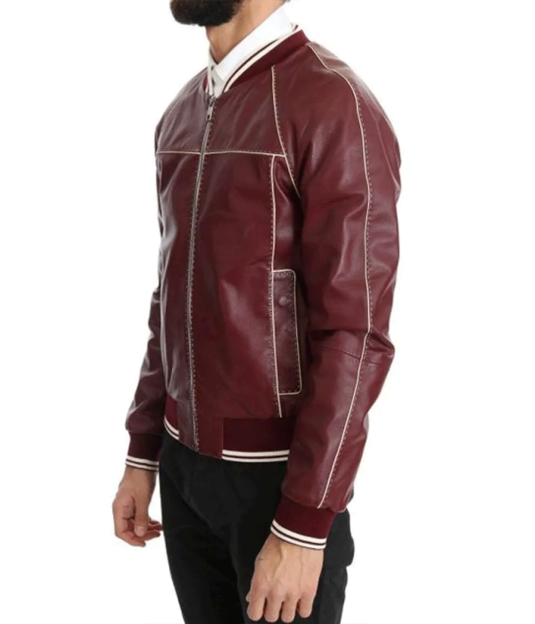 Men’s Stitched Bomber Leather Jacket