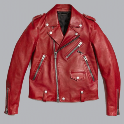 Motorcycle Cardinal Red Leather Jacket