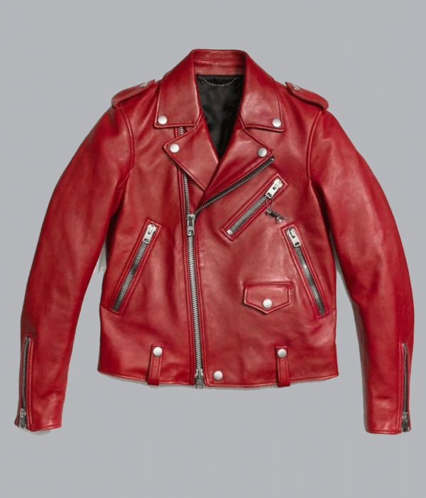 Motorcycle Cardinal Red Leather Jacket