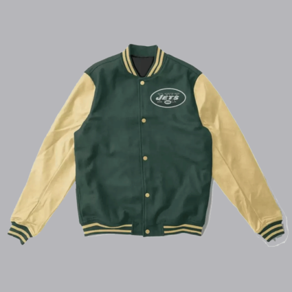 New York Jets Green and Cream Wool and Leather Jacket