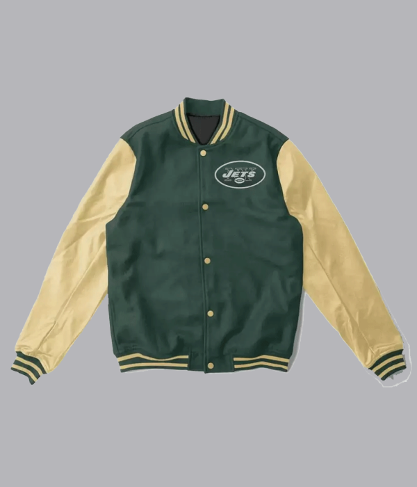 New York Jets Green and Cream Wool and Leather Jacket