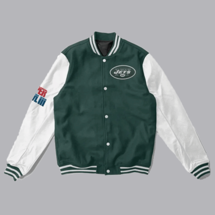 New York Jets Super Bowler White and Green Varsity Jacket
