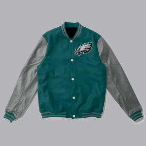 Philadelphia Eagles Grey and Green Varsity Jacket