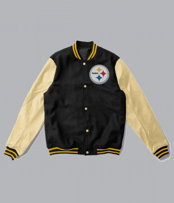 Pittsburgh Steelers Black and Cream Varsity Jacket