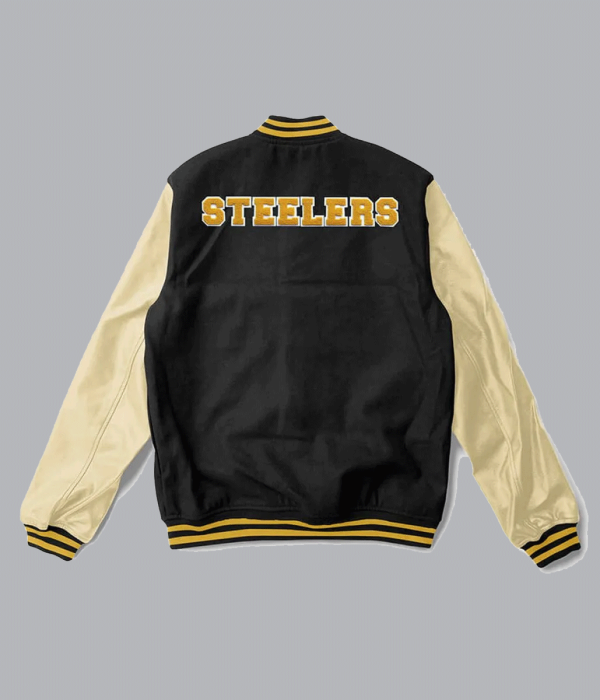 Pittsburgh Steelers Cream and Black Varsity Jacket