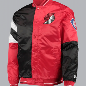 Portland Trail Blazers 75th Anniversary Leader Black and Red Satin Jacket