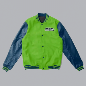 Seattle Seahawks Light Green and Blue Letterman Jacket