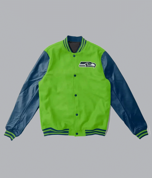 Seattle Seahawks Light Green and Blue Letterman Jacket