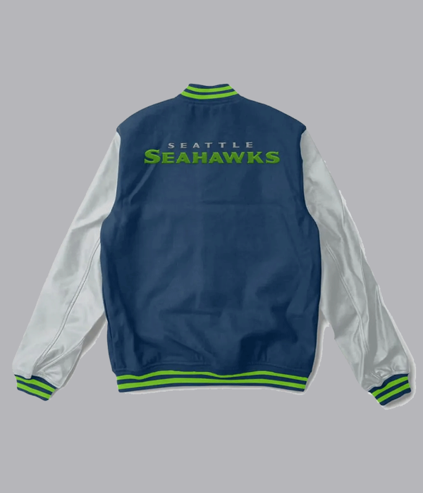 Seattle Seahawks Navy Blue and Gray Jacket