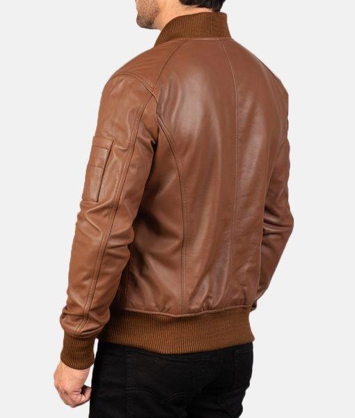 Men’s Bomber MA-1 Leather Brown Jacket side