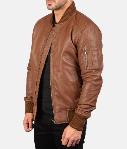 Men’s Bomber MA-1 Brown Leather Jacket